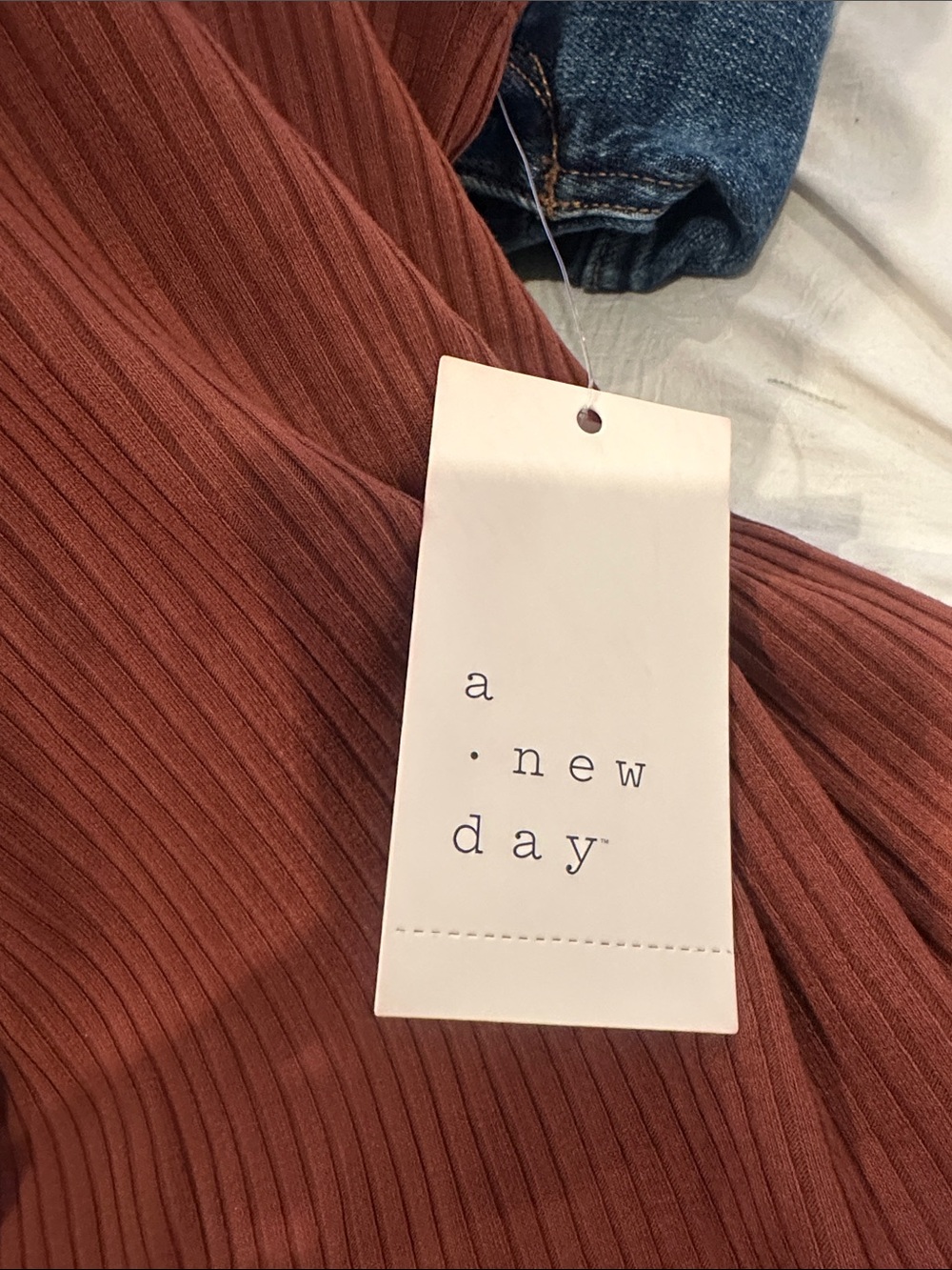 a new day Ribbed Off-Shoulder Top in Rust - Picture 2 of 2